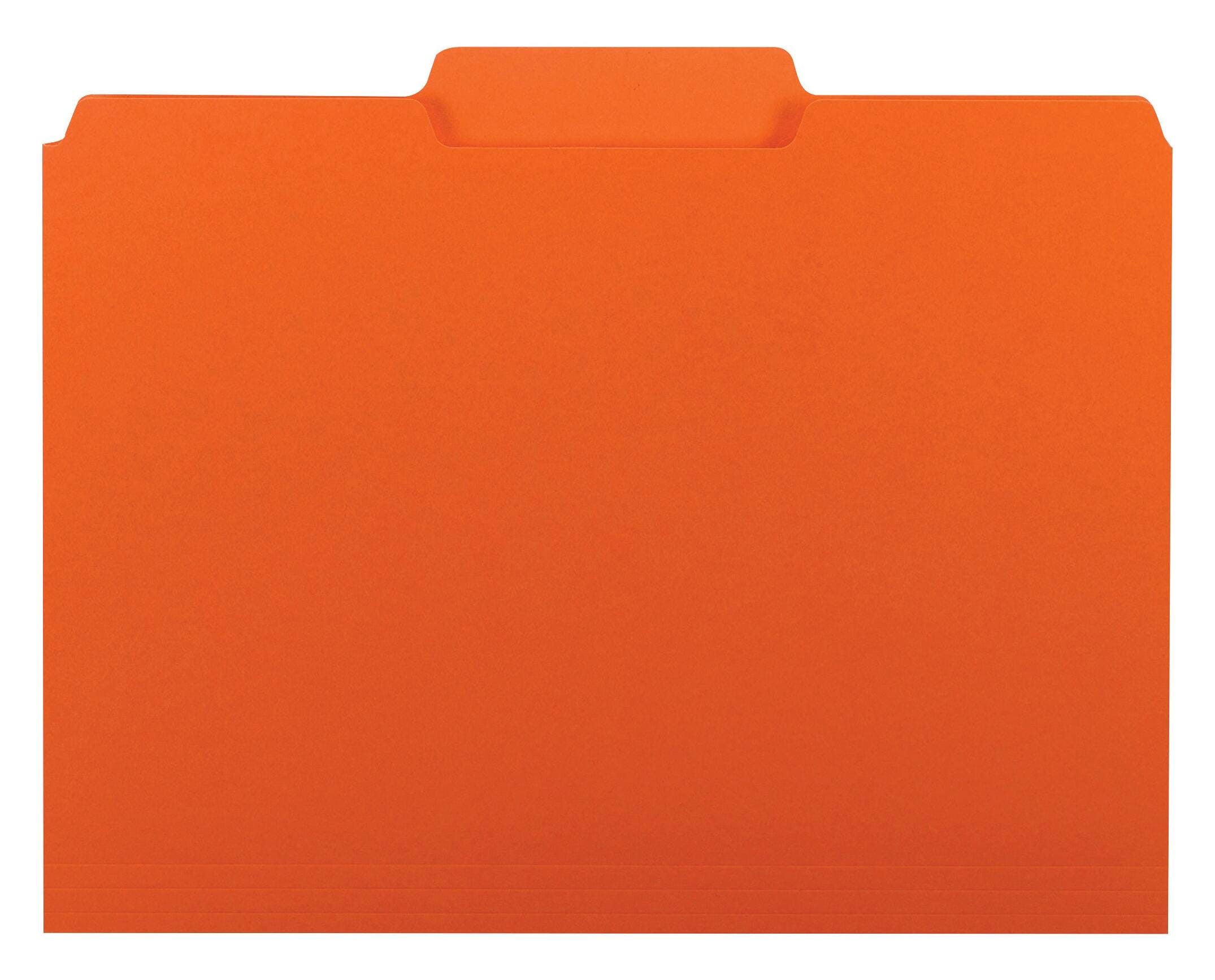 FILE FOLDER INTERIOR LETTER 1/3 CUT ORANGE PK OF 100 SMD10259