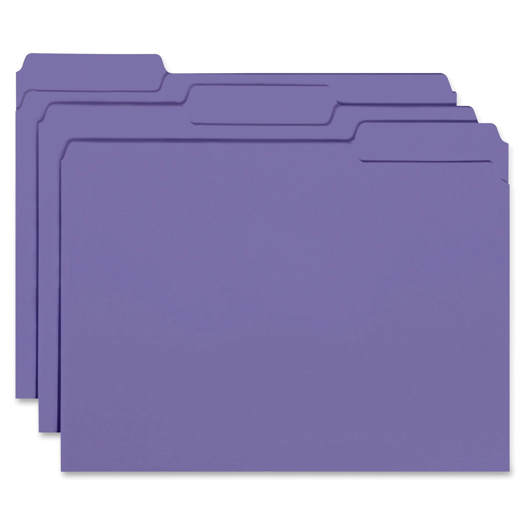 FILE FOLDER INTERIOR LETTER 1/3 CUT PURPLE PK OF 100 SMD10283