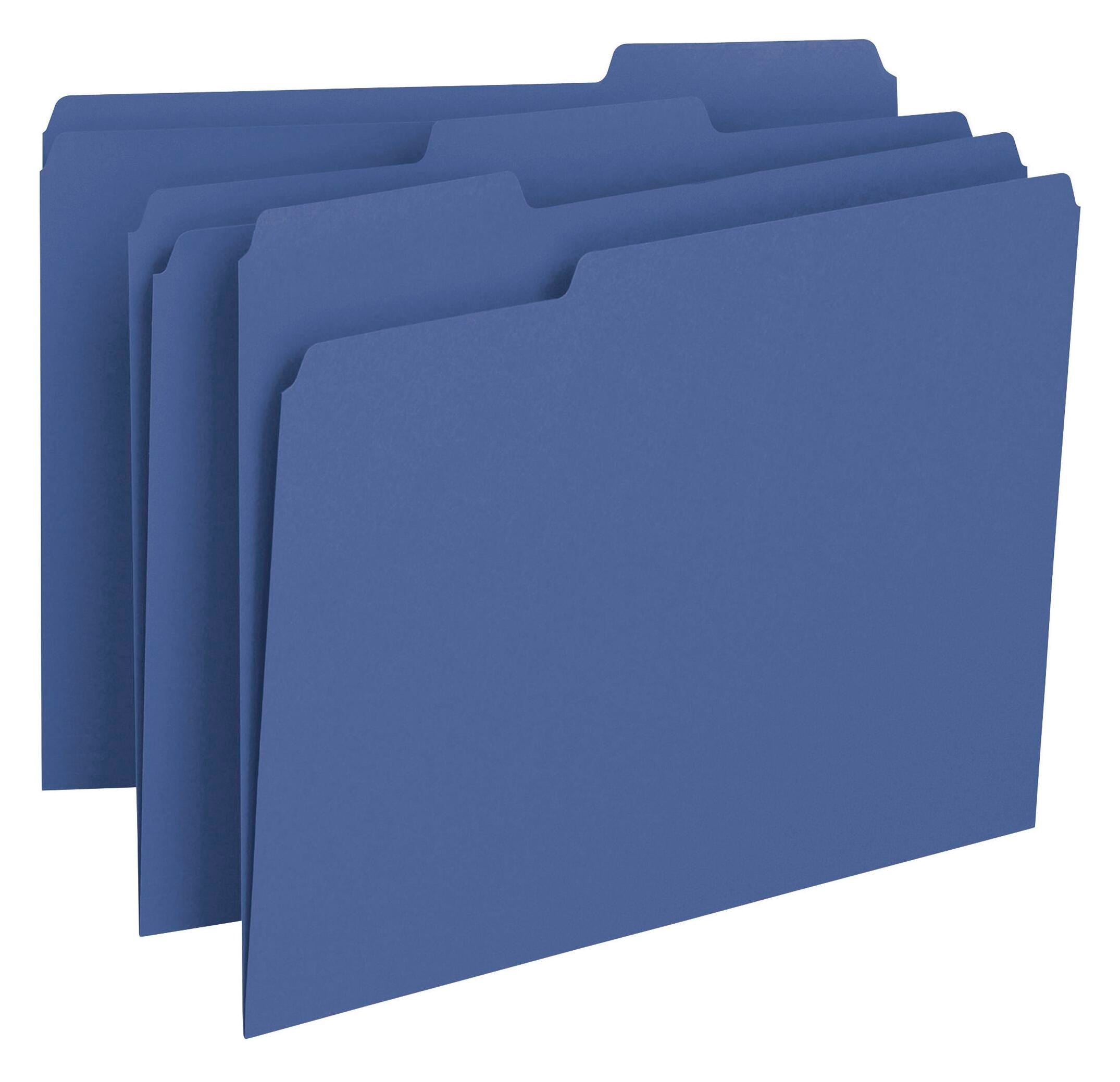 FILE FOLDER LETTER 1/3 CUT NAVY PK OF 100 SMD13193
