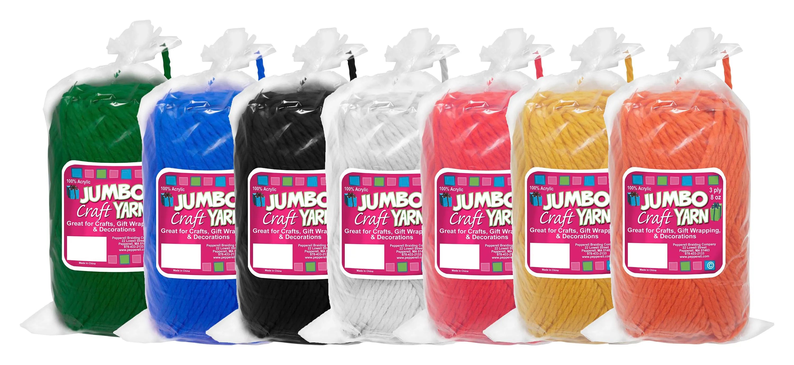 YARN JUMBO ROVING PEPPERELL 8 OZ 3 PLY ASSORTED SET OF 7