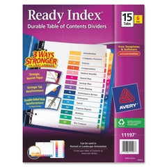 INDEX DIVIDER 15 TAB 1-15 ASST COLOR 6 SETS AVE11197