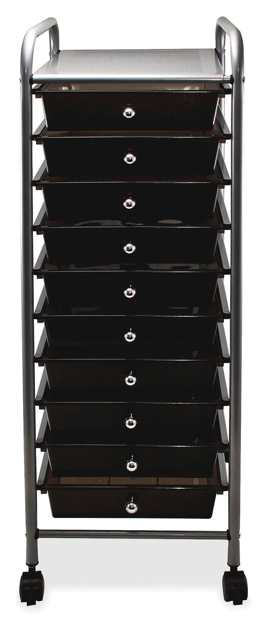 ORGANIZER - 10 DRAWER MOBILE - METALLIC RAILS/KNOBS - SMOKE COLOR