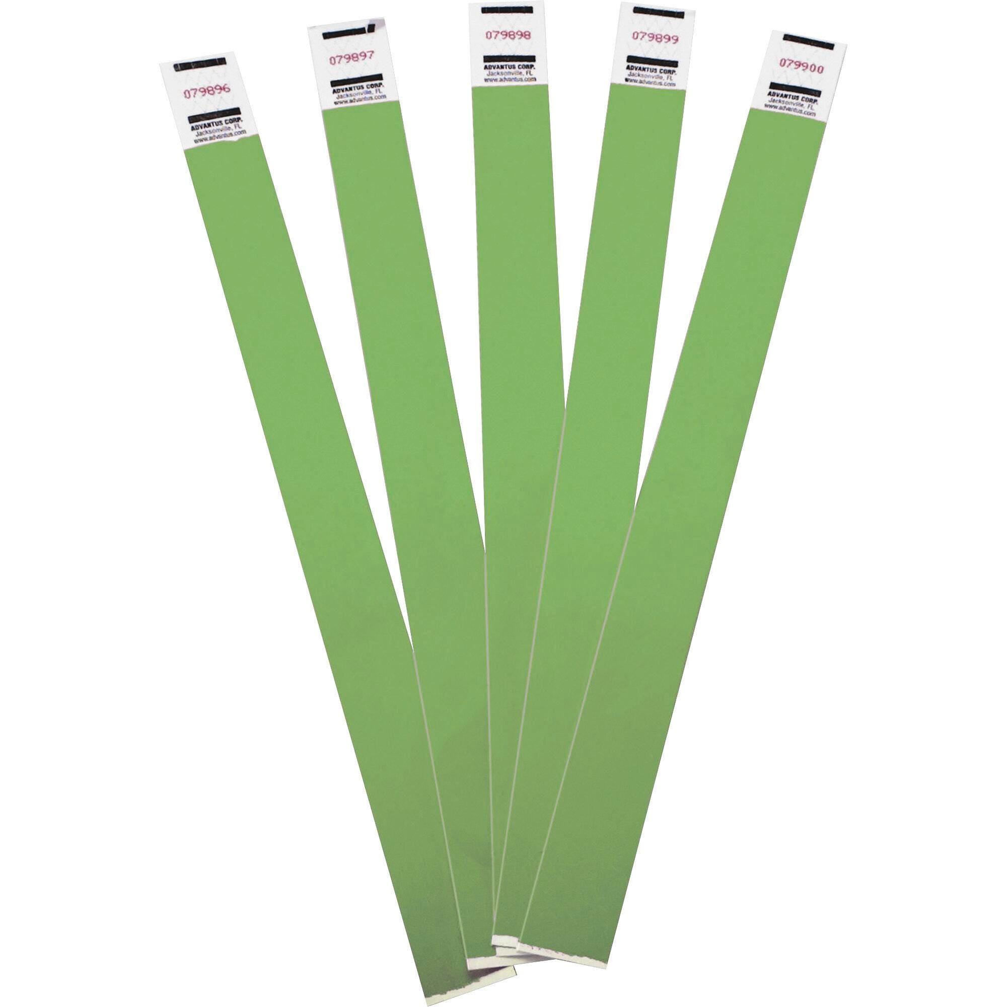 WRISTBAND - ADVANTUS TYVEK WRISTBAND 3/4 W X 9-1/2 L INCHES - GREEN - AVT75443 - PACK OF 100