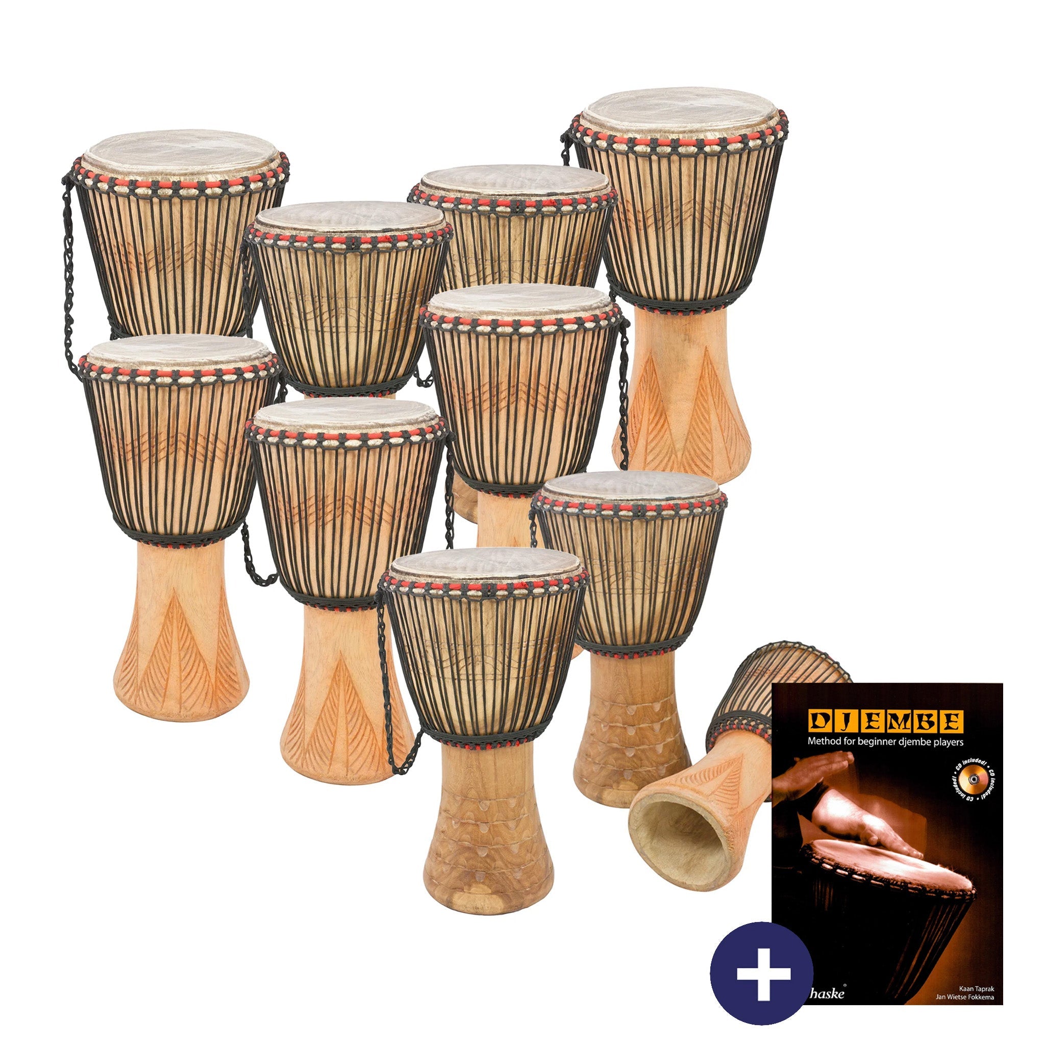 Percussion Plus Ghanaian djembe 10 player pack - rope tuned
