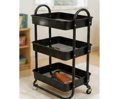 TROLLEY 3 TIER BLACK 35x45x80 CM, Eduplan