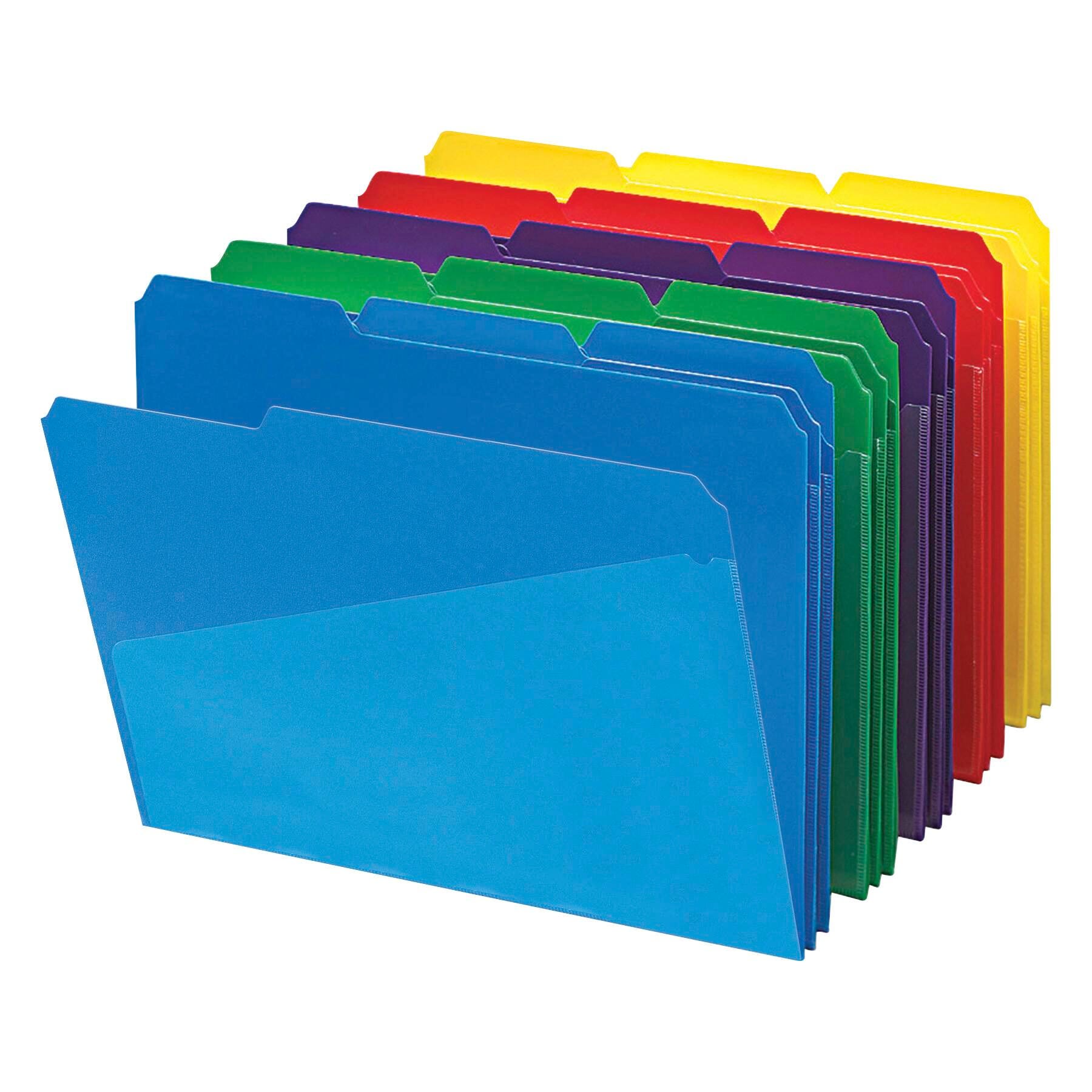 FILE FOLDER POCKET POLY LETTER 1/3 CUT ASST SET OF 30 SMD10540