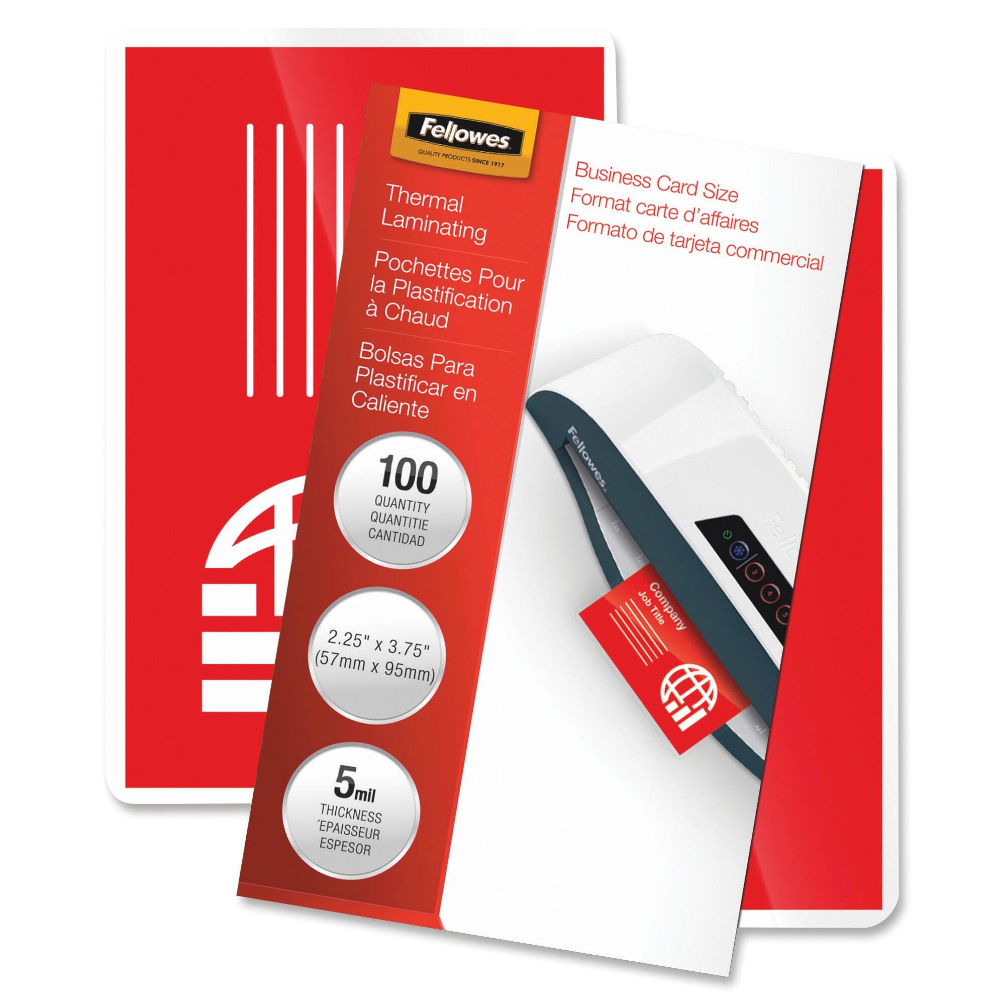 LAMINATING POUCH - BUSINESS CARD SIZE - 2-14 X 3-3/4 INCH - 5MIL - PACK OF 100