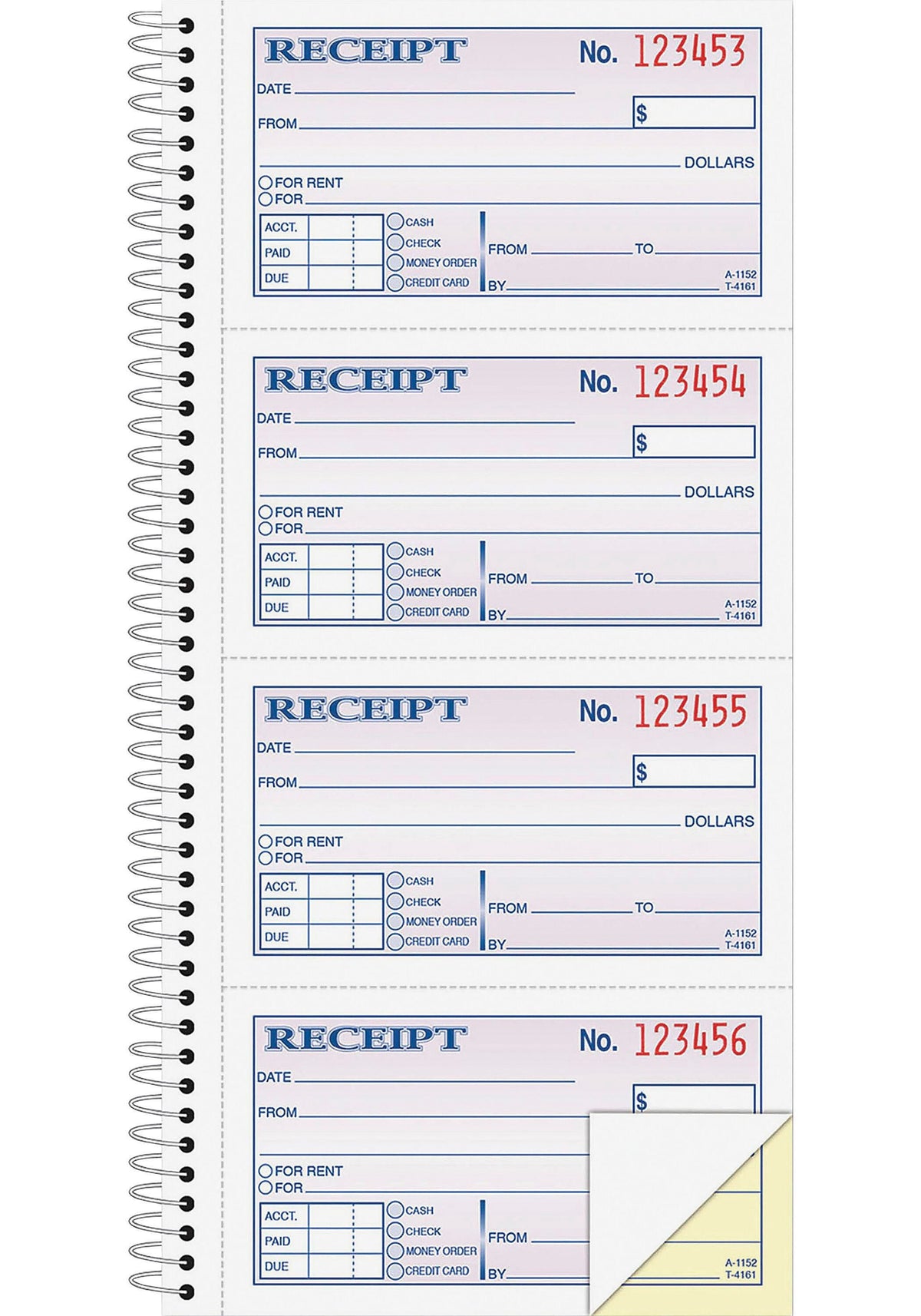 BOOK MONEY RCPT 2PART 200/BK 5.25X11 ABFSC1152