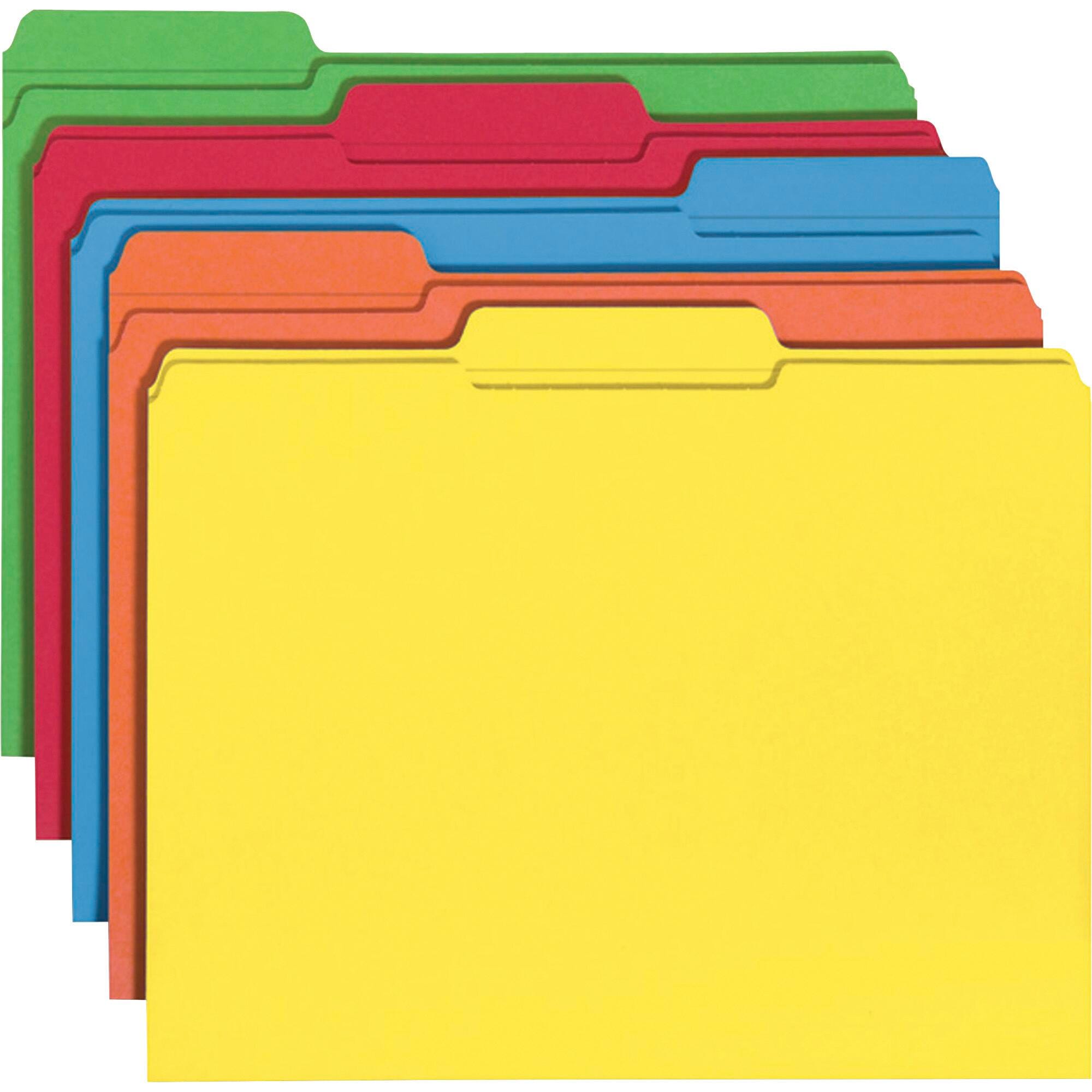 FILE FOLDER LETTER 1/3 CUT ASST COLOR PK OF 100 SMD11993