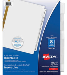DIVIDERS INSERTABLE 2 SIDED 8 TAB CLEAR 1 SET AVE11124