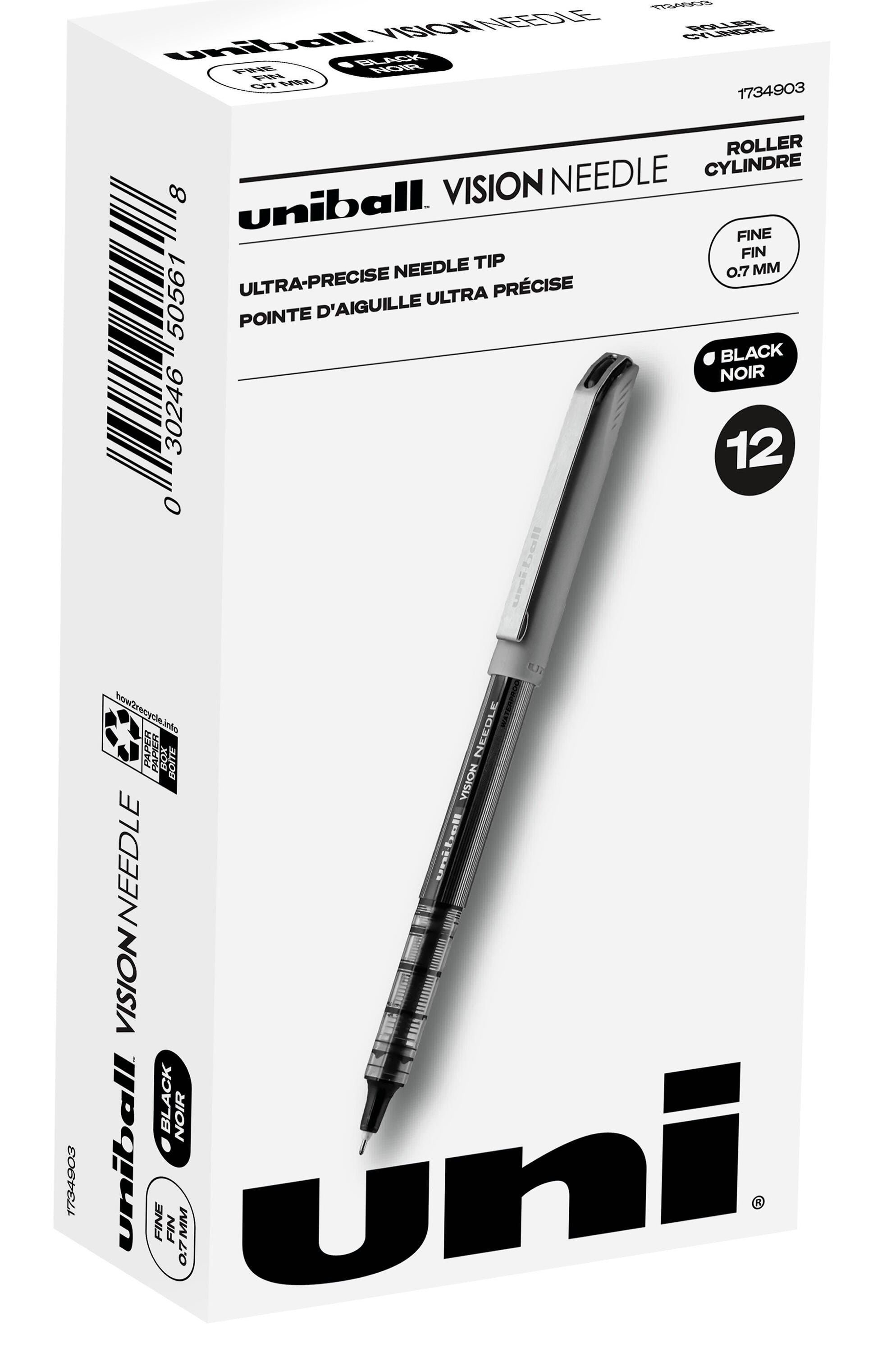 PEN ROLLERBALL UB VISION .7MM BLACK SAN1734903 PACK OF 12
