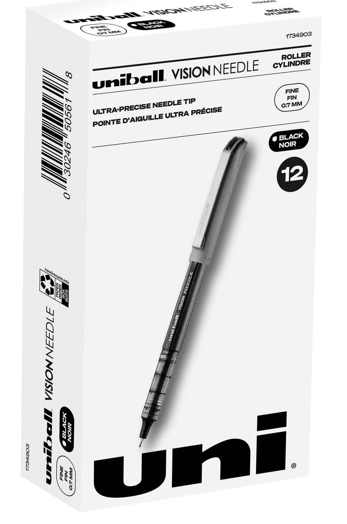PEN ROLLERBALL UB VISION .7MM BLACK SAN1734903 PACK OF 12