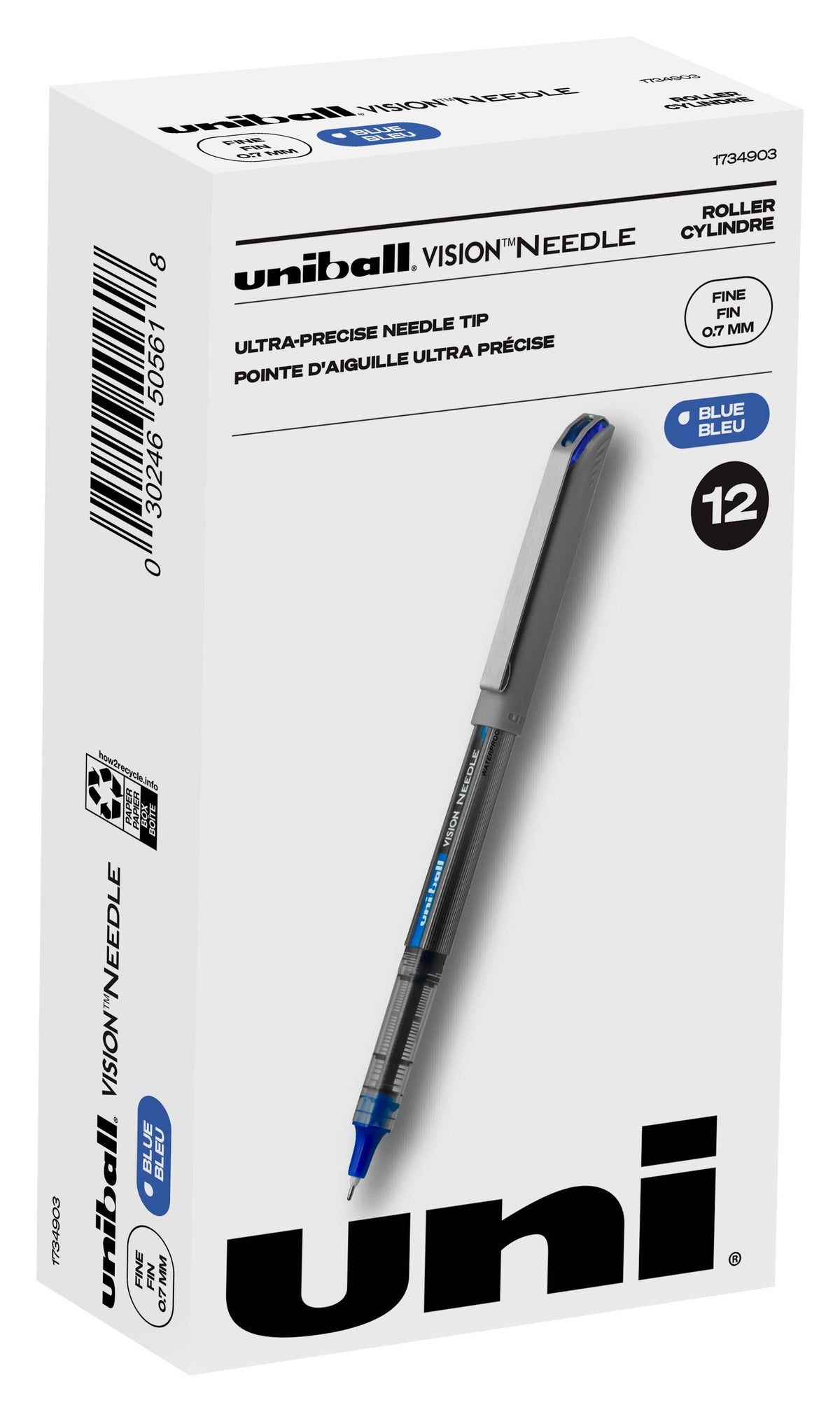 PEN ROLLERBALL UB VISION .7MM BLUE SAN1734904 PACK 12
