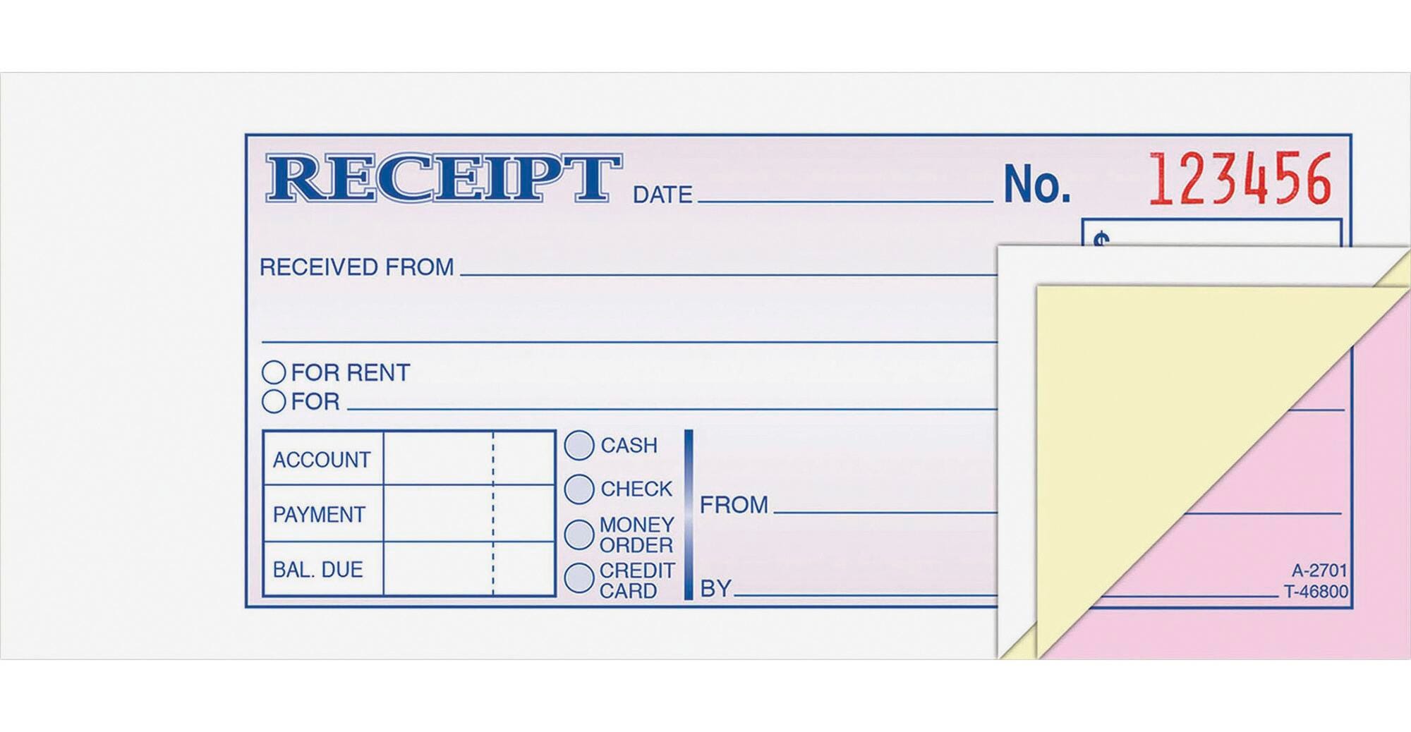 BOOK MONEY RCPT 3 PART 50/BK 2.75X7.25 ABFTC2701