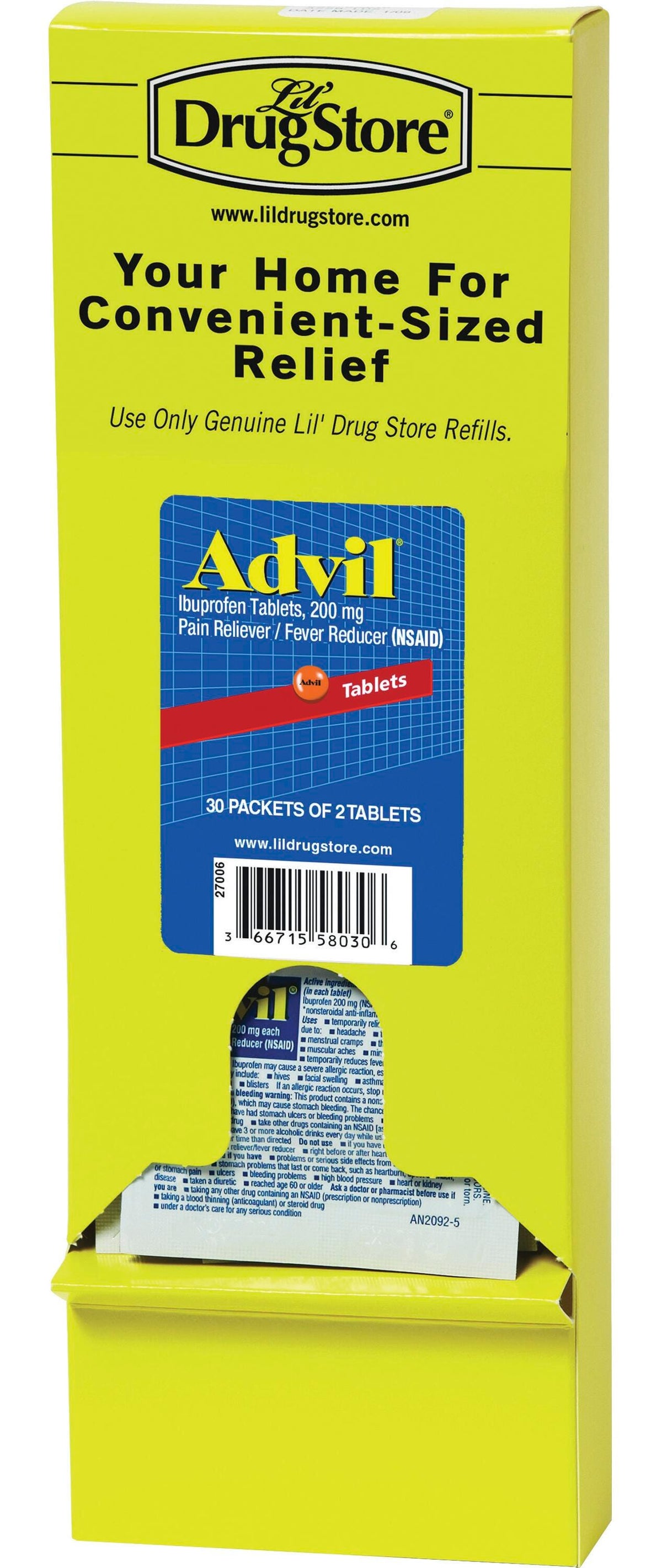 REFILL ADVIL DISPENSER SINGLE DOSE LIL58030 PACK OF 30