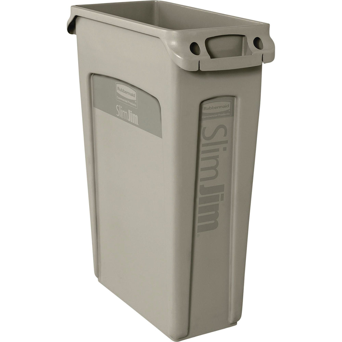 RECEPTACLE - SLIM JIM VENTED WASTE CONTAINER - 23 GALLON CAPACITY - 11 W X 22 D X 30 H IN - BEIGE COLOR - EACH