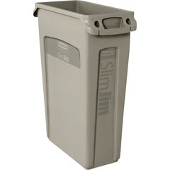 RECEPTACLE - SLIM JIM VENTED WASTE CONTAINER - 23 GALLON CAPACITY - 11 W X 22 D X 30 H IN - BEIGE COLOR - EACH