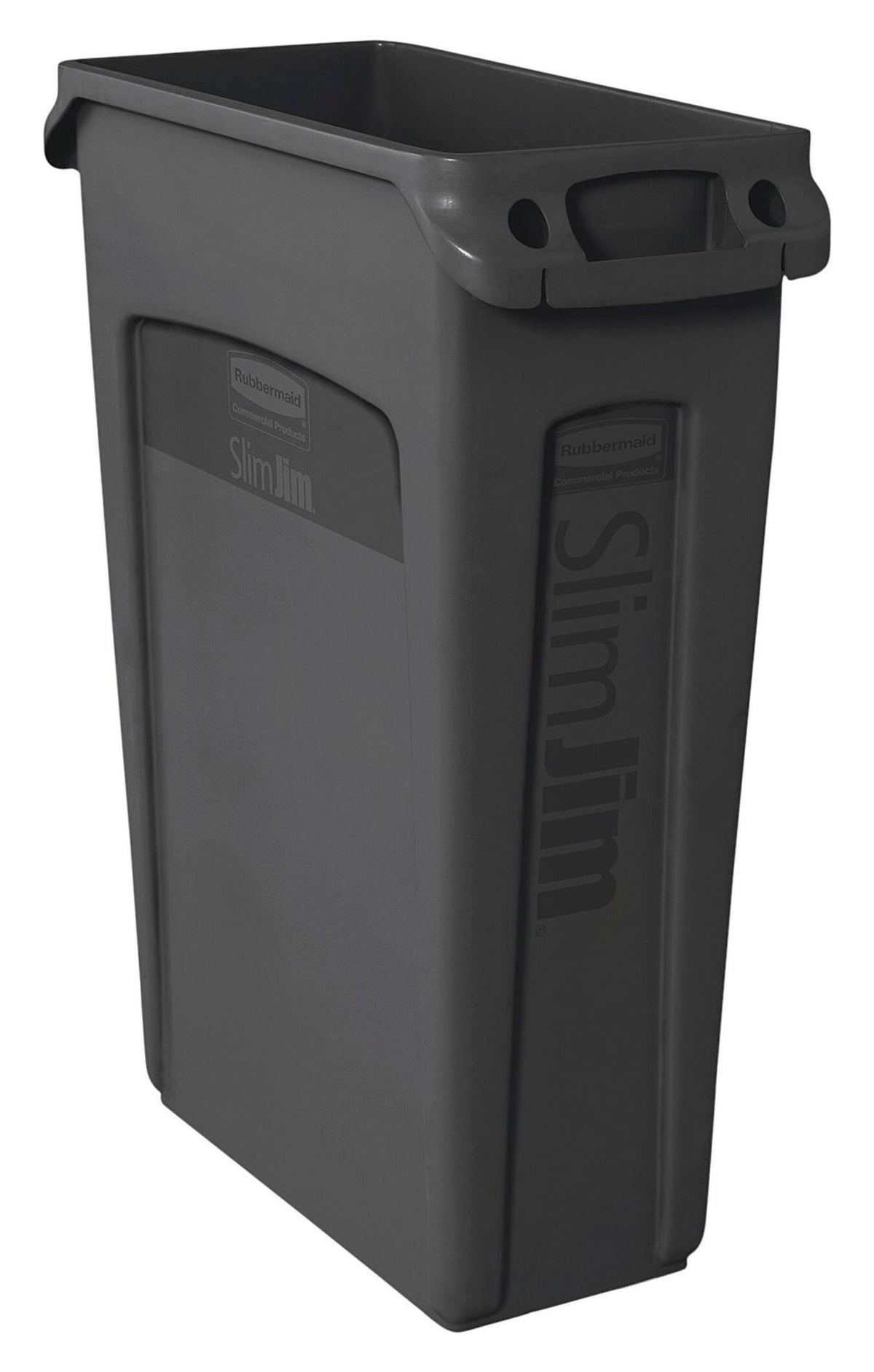 RECEPTACLE - SLIM JIM VENTED WASTE CONTAINER - 23 GALLON CAPACITY - BLACK COLOR - EACH