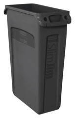 RECEPTACLE - SLIM JIM VENTED WASTE CONTAINER - 23 GALLON CAPACITY - BLACK COLOR - EACH