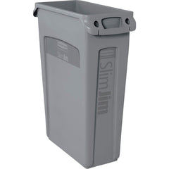 RECEPTACLE - SLIM JIM VENTED WASTE CONTAINER - 23 GALLON CAPACITY - 11 W X 22 D X 30 H IN - GRAY COLOR - EACH