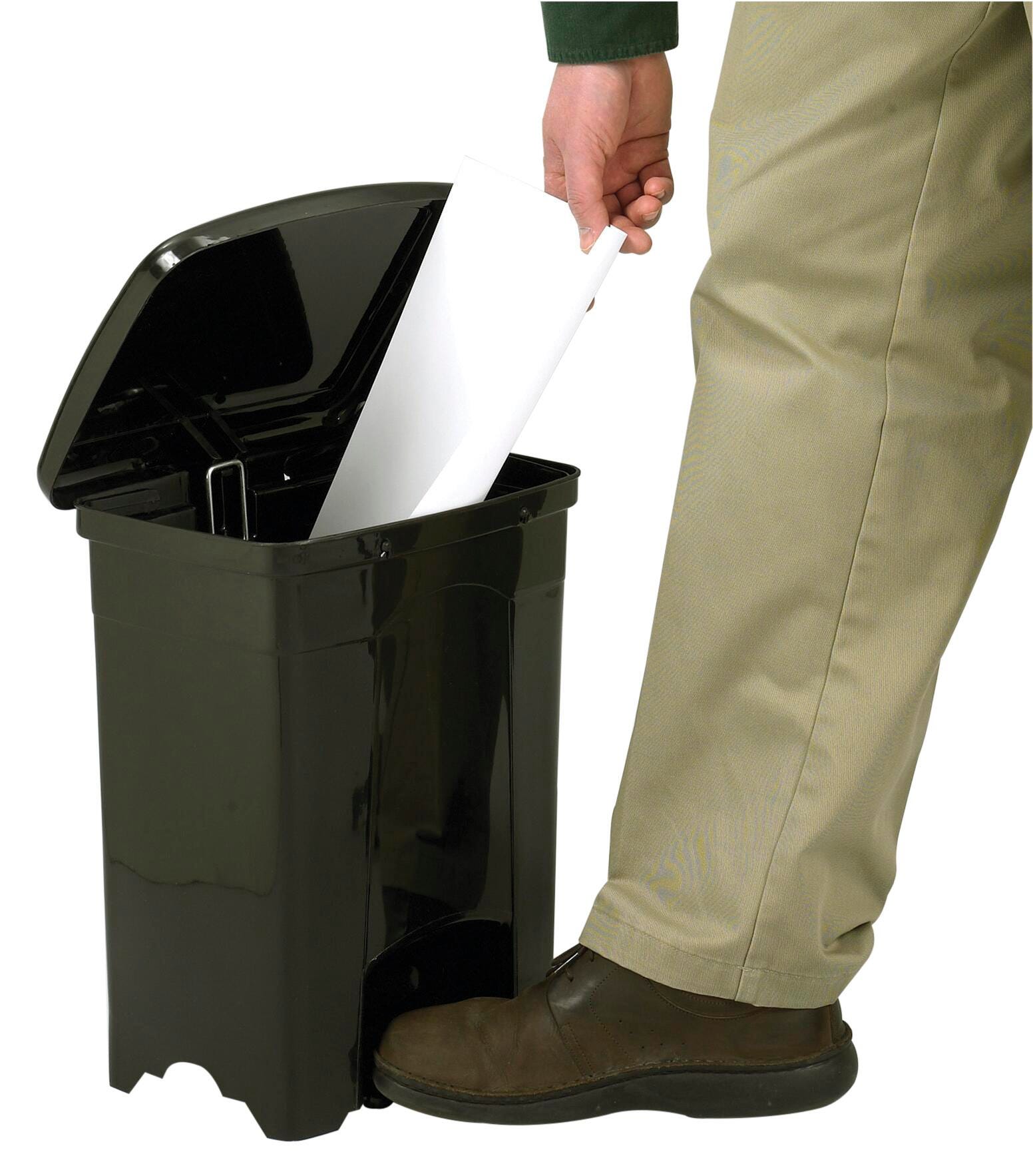 RECEPTACLE PLASTIC STEPLID 4GALLON BLACK