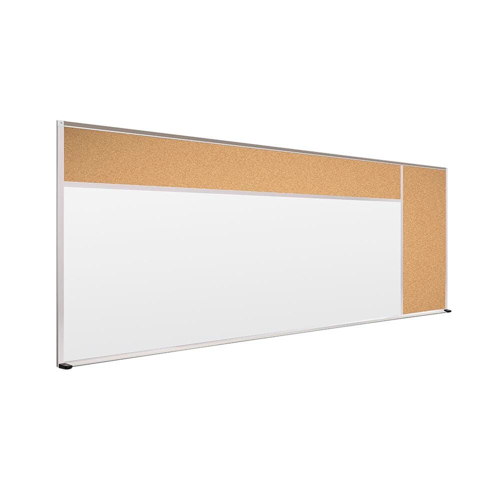 MOORECO COMBINATION BOARD-PORCELAIN STEEL WHITEBOARD - NATURAL CORK TACKBOARD - TYPE D - OVERALL-4 X 6 FT - WRITING-3 X 4 FT - TACKBOARD-4 X 2 FT