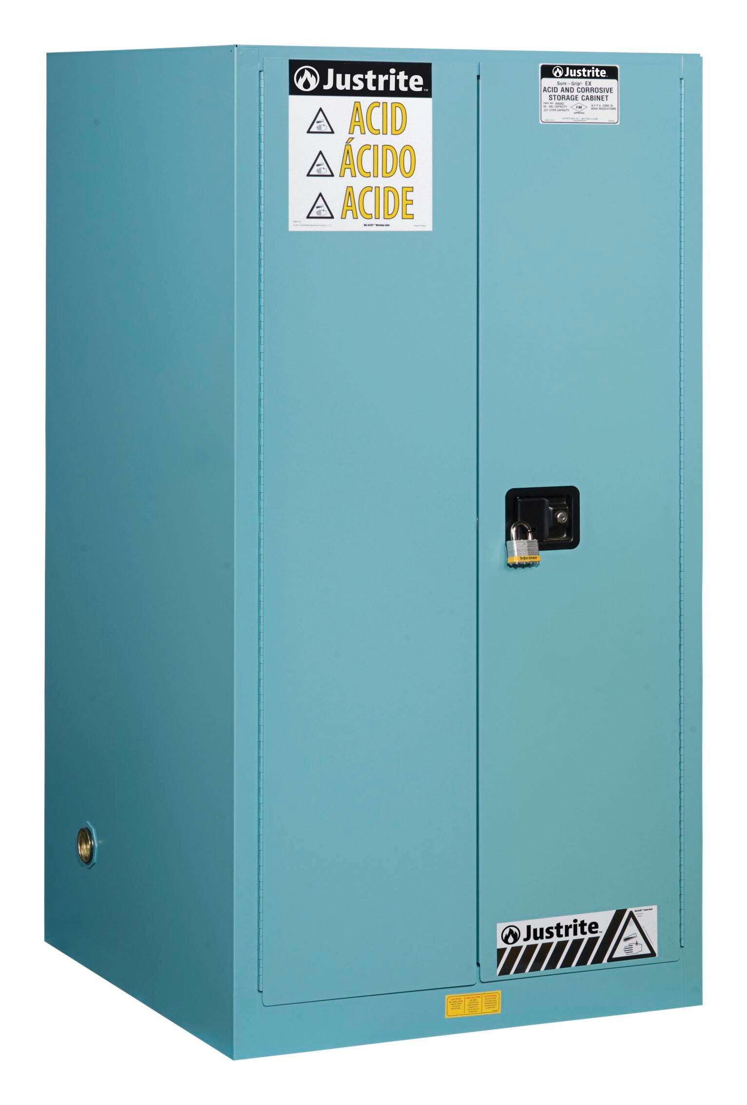 CABINET - FLAMMABLE STORAGE 65X34X34 IN - W/2 DOORS SELF CLOSING - LEVER HANDLES - 60 GAL CAPACITY