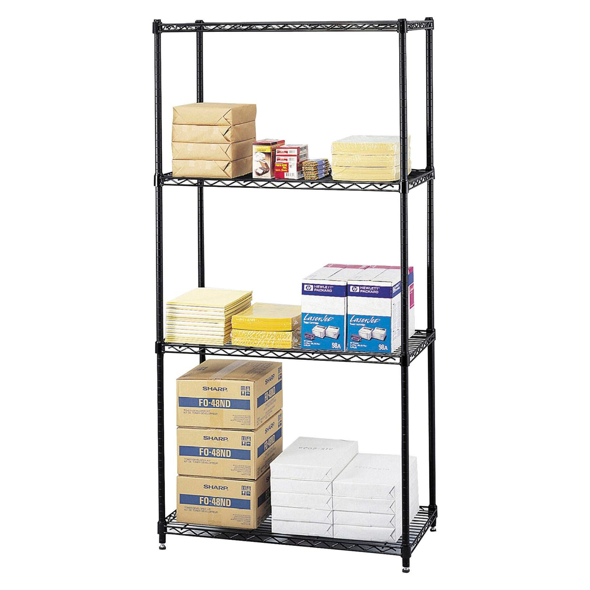 SHELVING WIRE STARTER UNIT 36X18X72 4 SHELVES 4 POSTS SHELF CLIPS