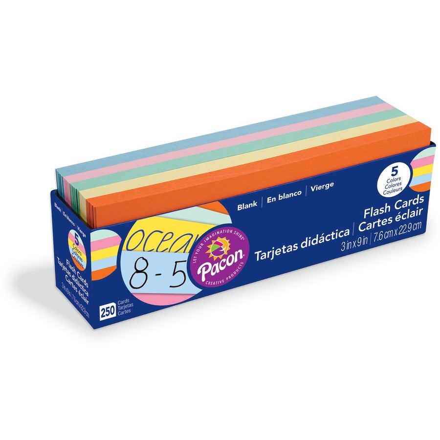 PAC FLASH CARDS LARGE ASSORTED 76 X 228MM 250PCS -Min Qty 12