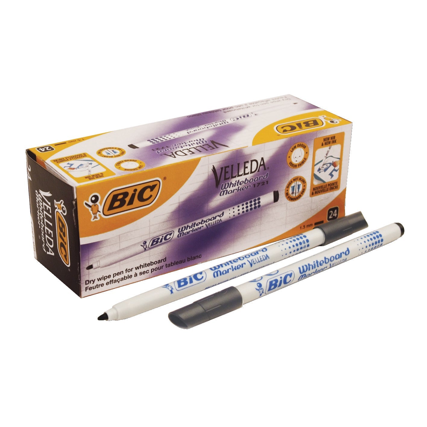 Bic Dwipe Pen 1721 Slim Black Pk24