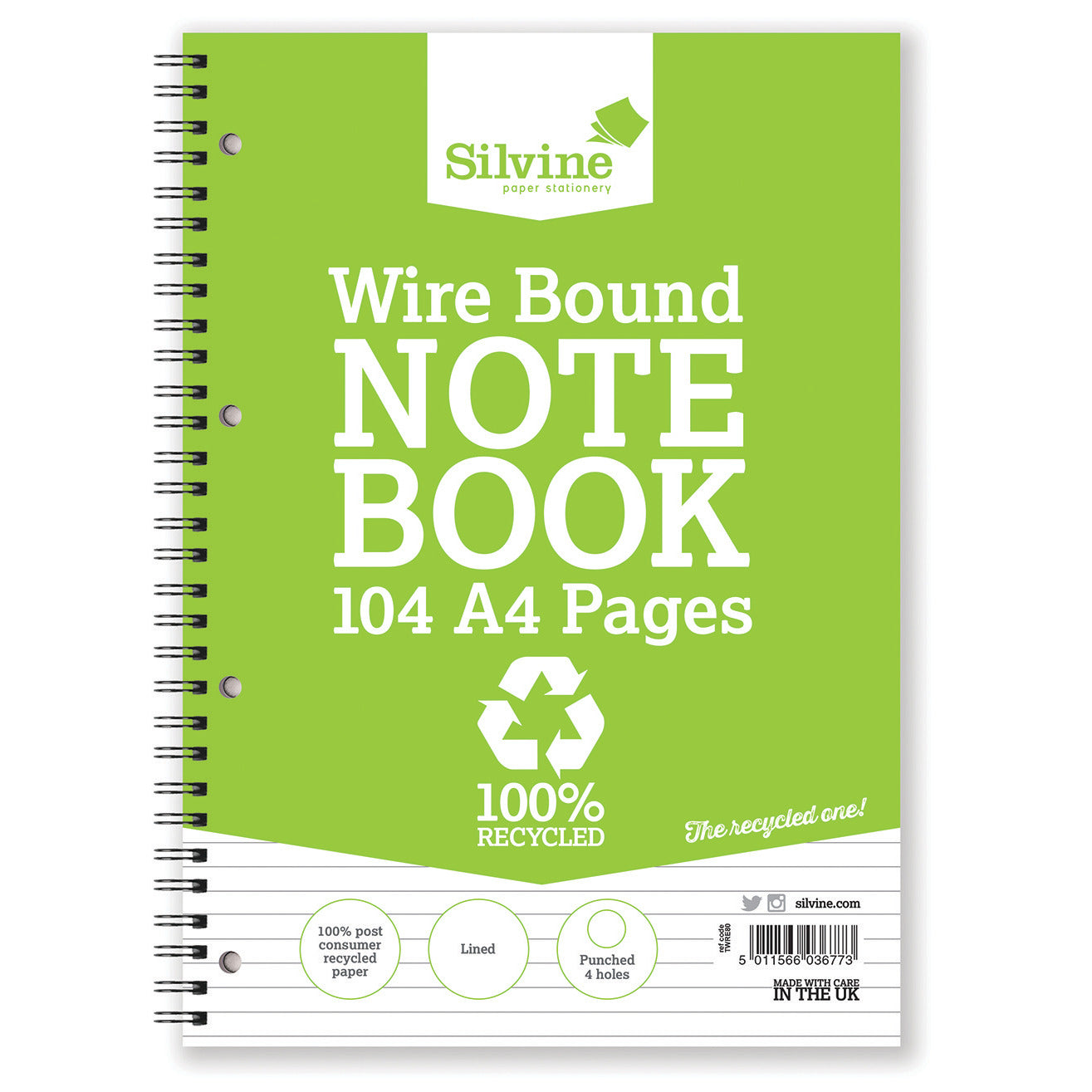 Notebook A4,4 Holes Recycled Pk 12