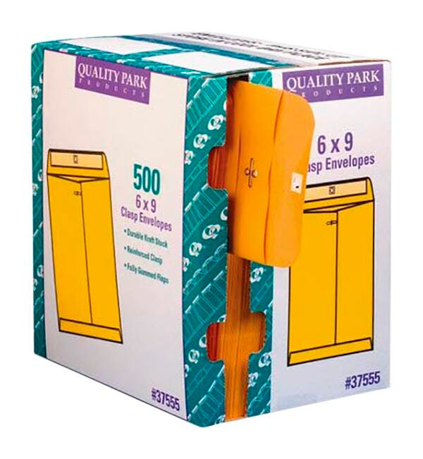 ENVELOPES 6X9 IN KRAFT BULK CLASP DISPENSER BOX PACK OF 500