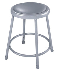 STOOL - NATIONAL PUBLIC SEATING HEAVY DUTY STEEL STOOL - VINYL PADDED INSET - 19-27 IN ADJ HEIGHT - GRAY