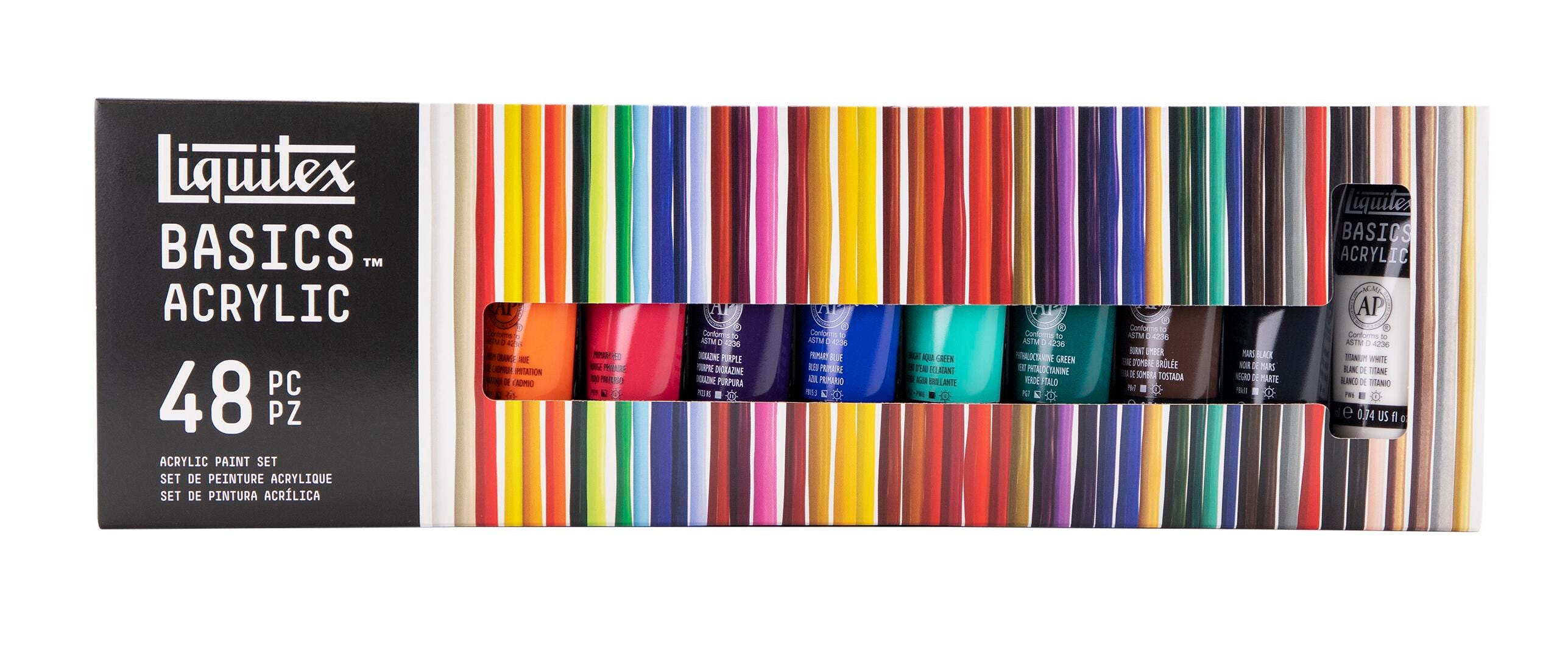 PAINT ACRYLIC LIQUITEX BASICS ASST COLORS 0.74 OZ SET OF 48