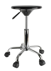 STOOL - JACK RICHESON PNEUMATIC WITH CASTERS - 19-24 IN ADJ H - BLACK SEAT COLOR - CHROME FRAME