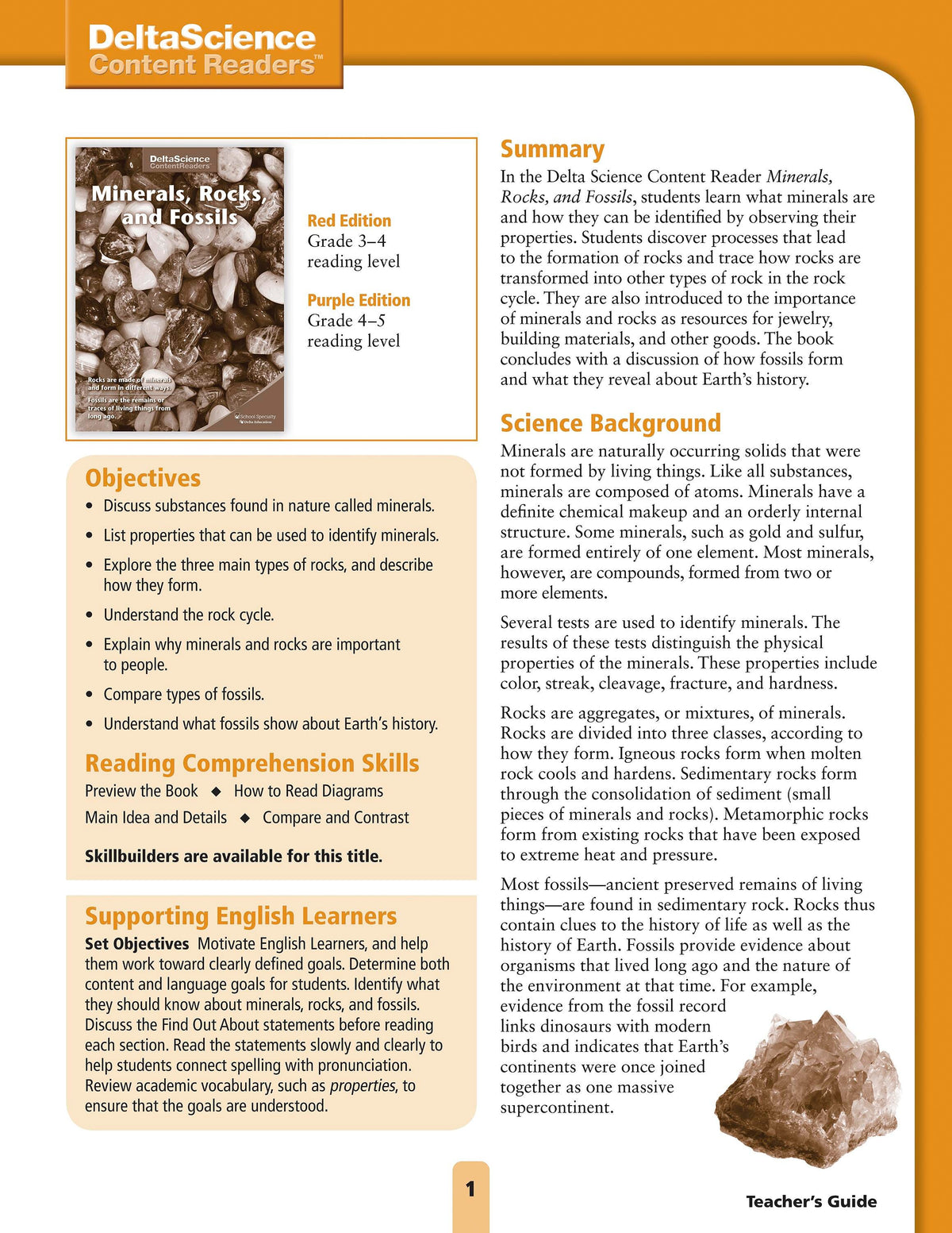 TG DSCR MINERALS ROCKS + FOSSILS RED+PUR