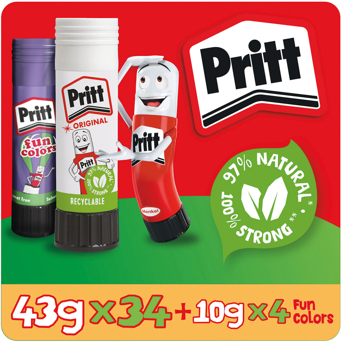Pritt Gluestick 43G Pk34+10G Funpk4