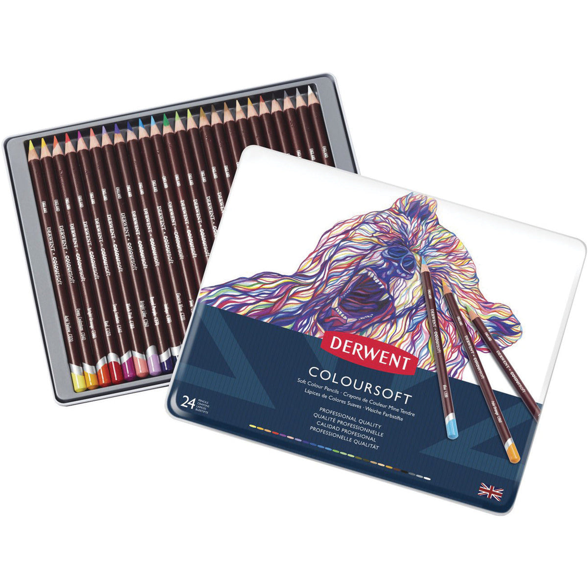 Pencils Derwent Coloursoft Tin 24