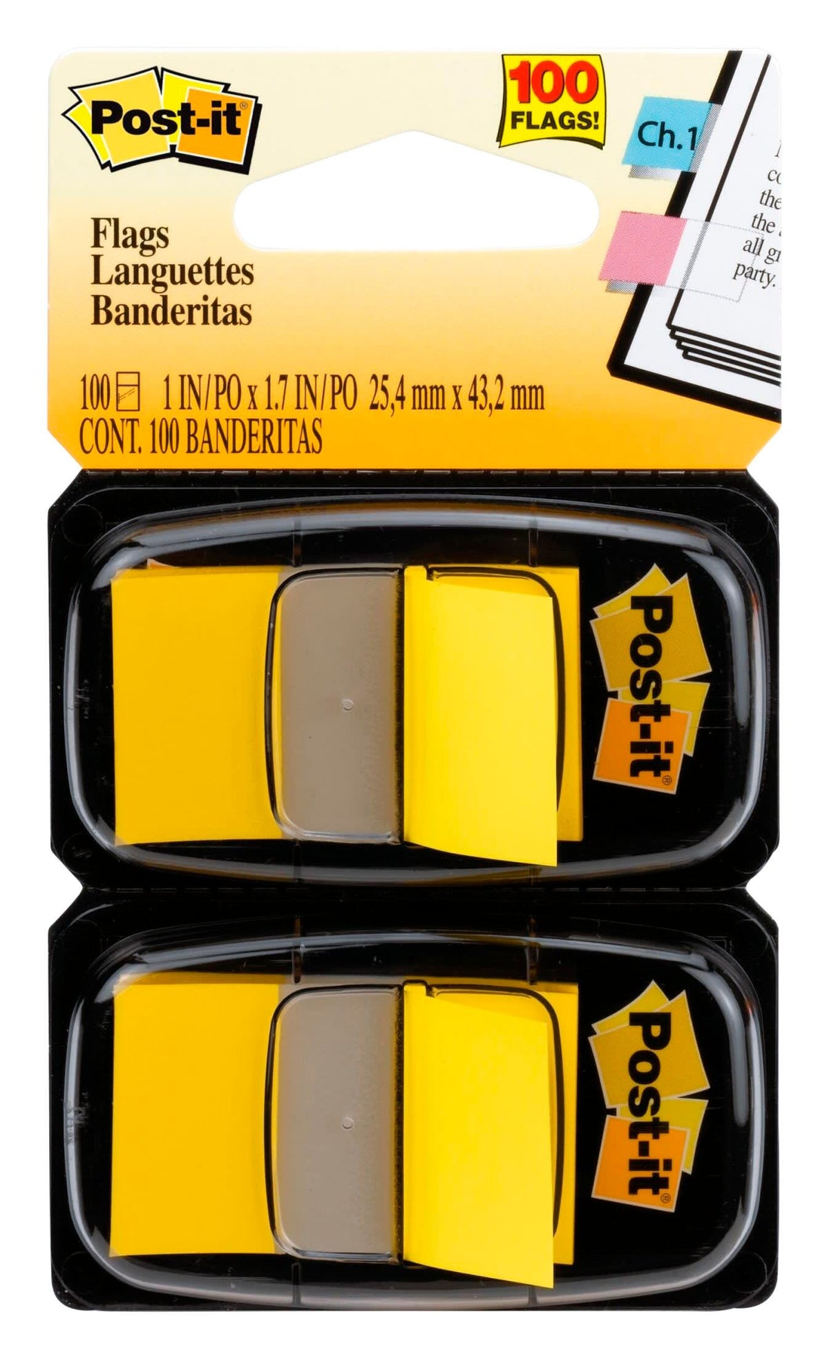 POST-IT-FLAGS 1 IN YELLOW 2 DISPENSERS PACK OF 2