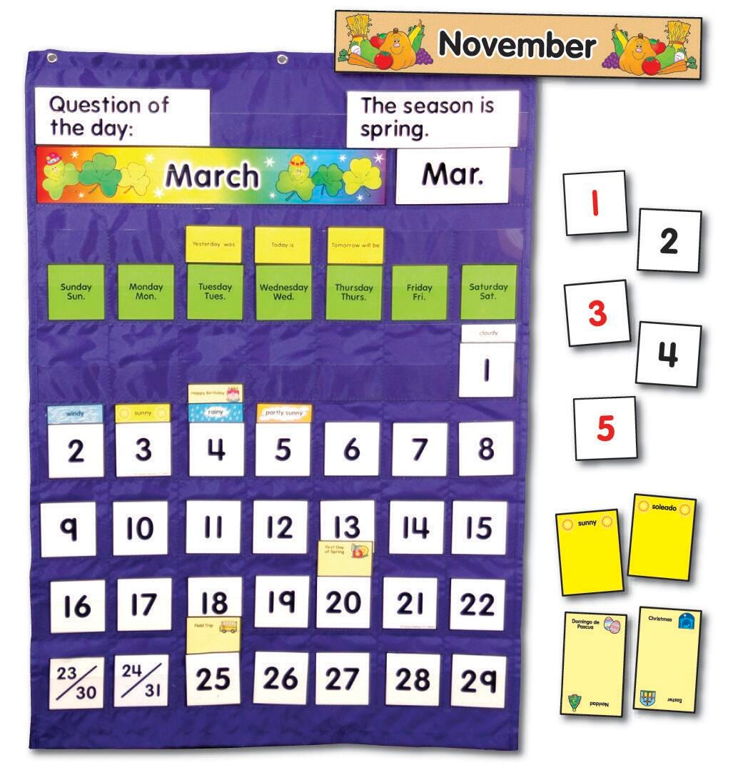 POCKET CHART COMPLETE CALENDAR AND WEATHER - SET