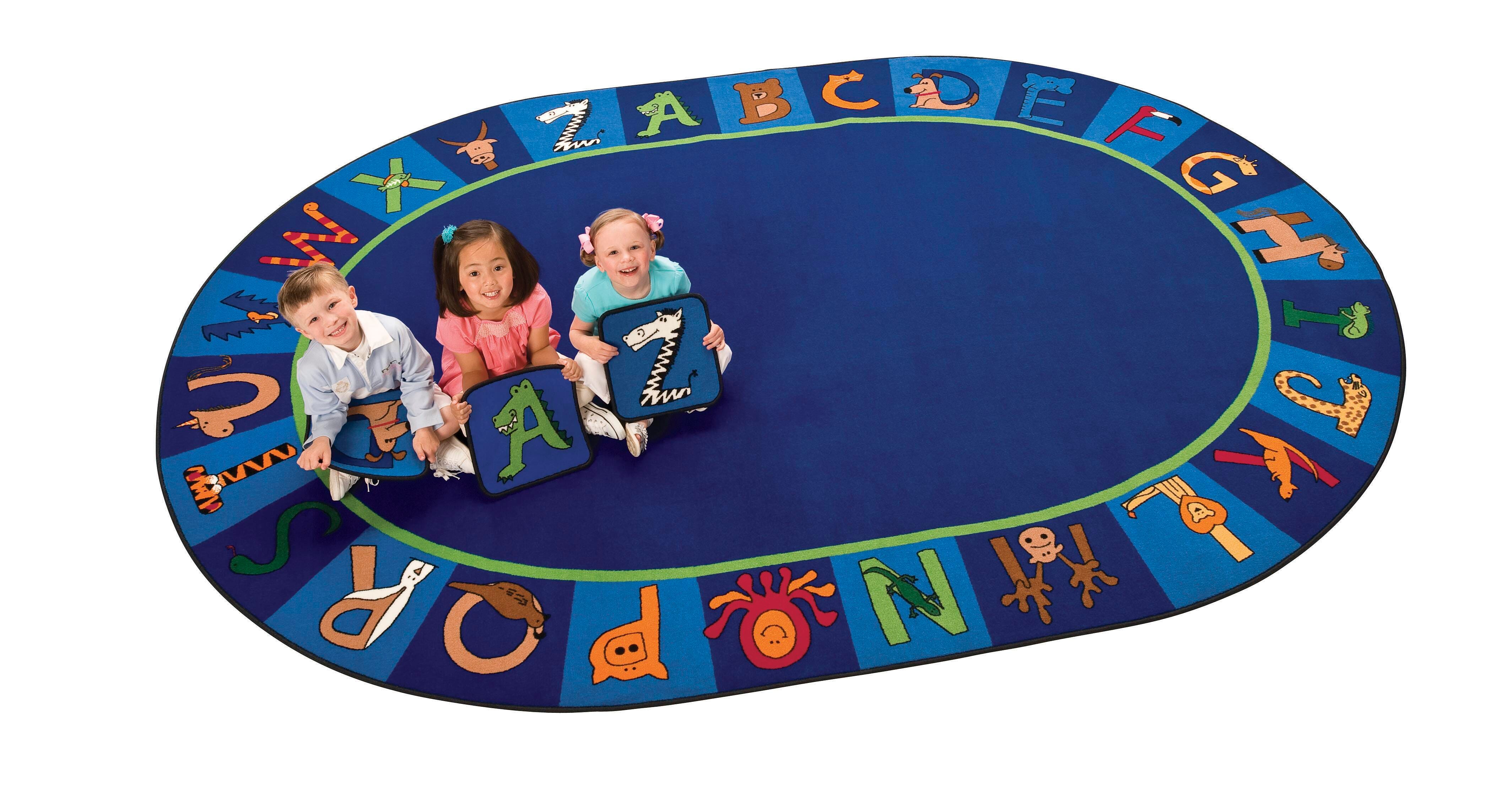 CARPETS FOR KIDS - PREMIUM A TO Z ANIMALS - 6 FT 9 IN X 9 FT 5 IN OVAL