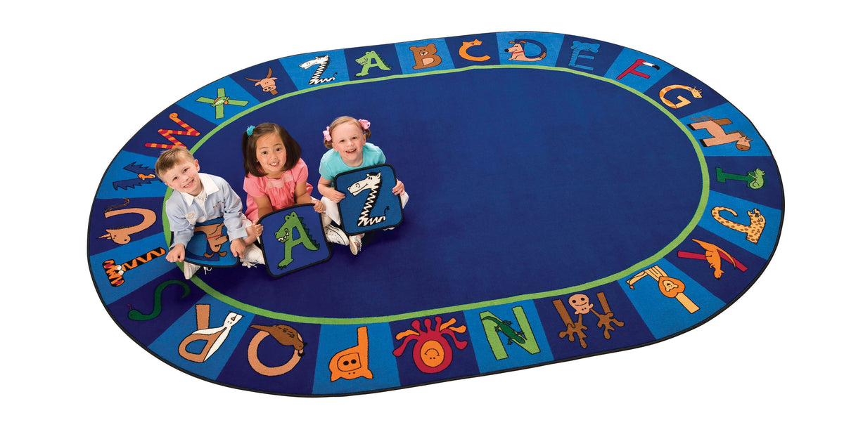 CARPETS FOR KIDS - PREMIUM A TO Z ANIMALS - 6 FT 9 IN X 9 FT 5 IN OVAL