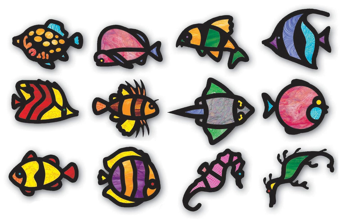 PAPER FRAMES STAINED GLASS TROPICAL FISH 8X10 IN PACK OF 24