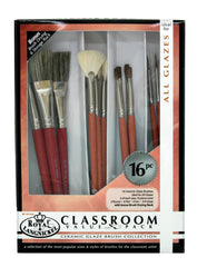 BRUSH CERAMIC GLAZE CLASSROOM VALUE SET OF 16