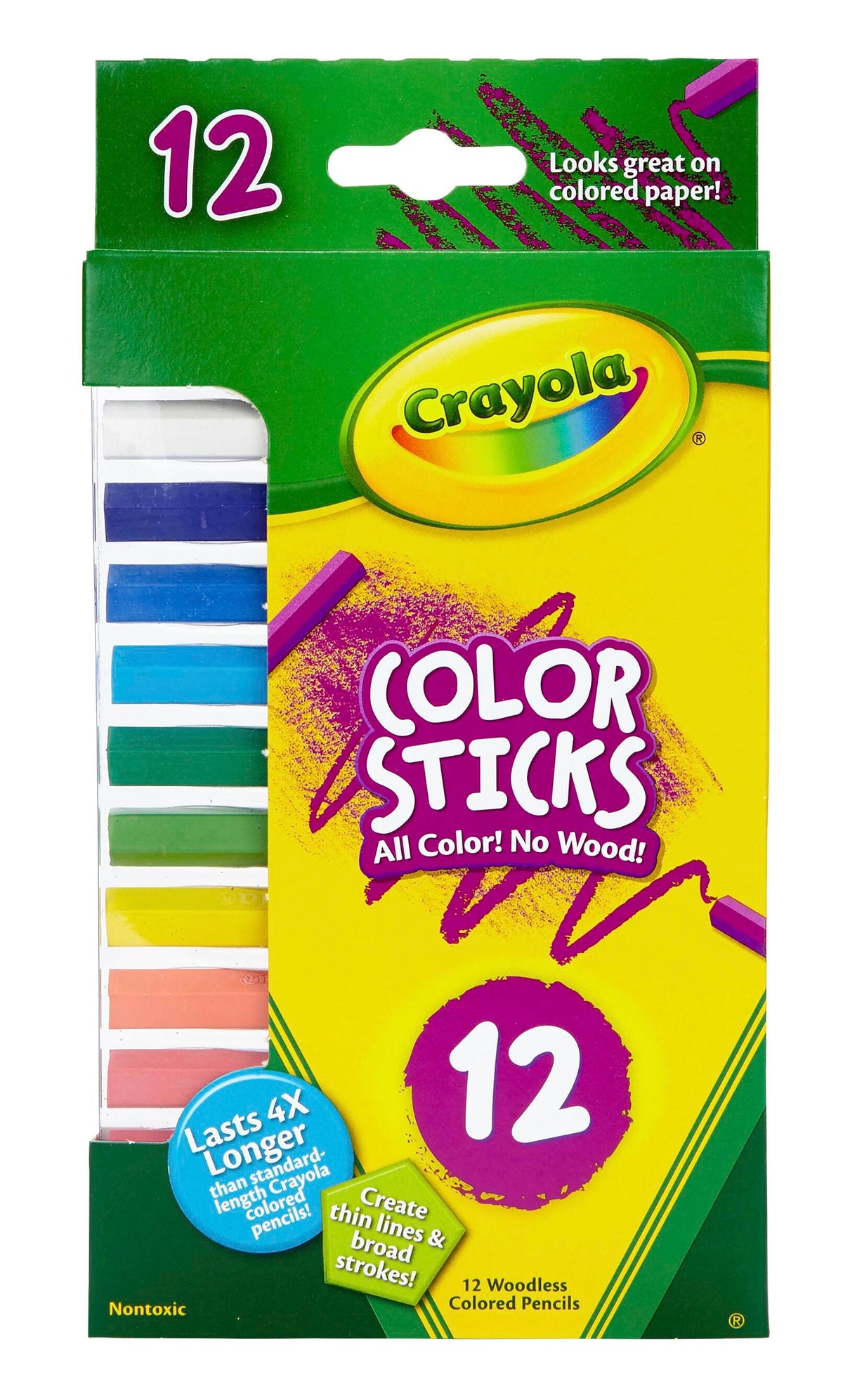 PENCILS WOODLESS COLOR STICKS CRAYOLA ASST COLORS SET OF 12