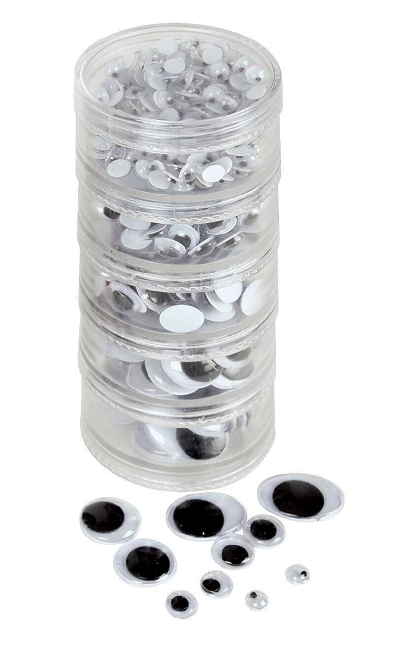 WIGGLE EYES IN STACKING CONTAINER BLACK SET OF 560