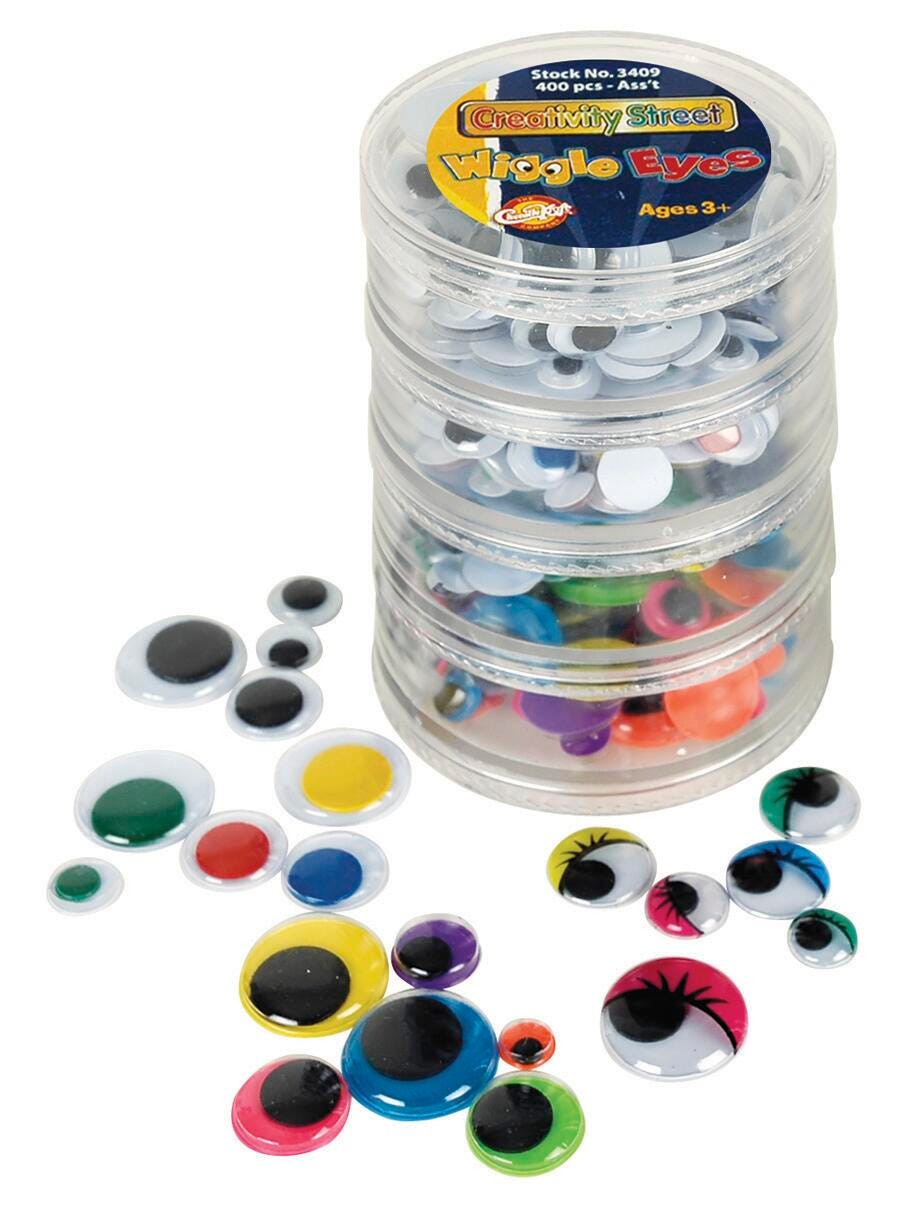 WIGGLE EYES IN STACKING CONTAINER ASSORTED COLORS SET OF 400
