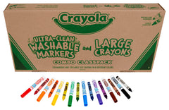 COMBO CRAYOLA CLASSPACK LARGE CRAYON AND BROAD ULTRA CLN WASH MARKER 8-COLOR SET OF 256