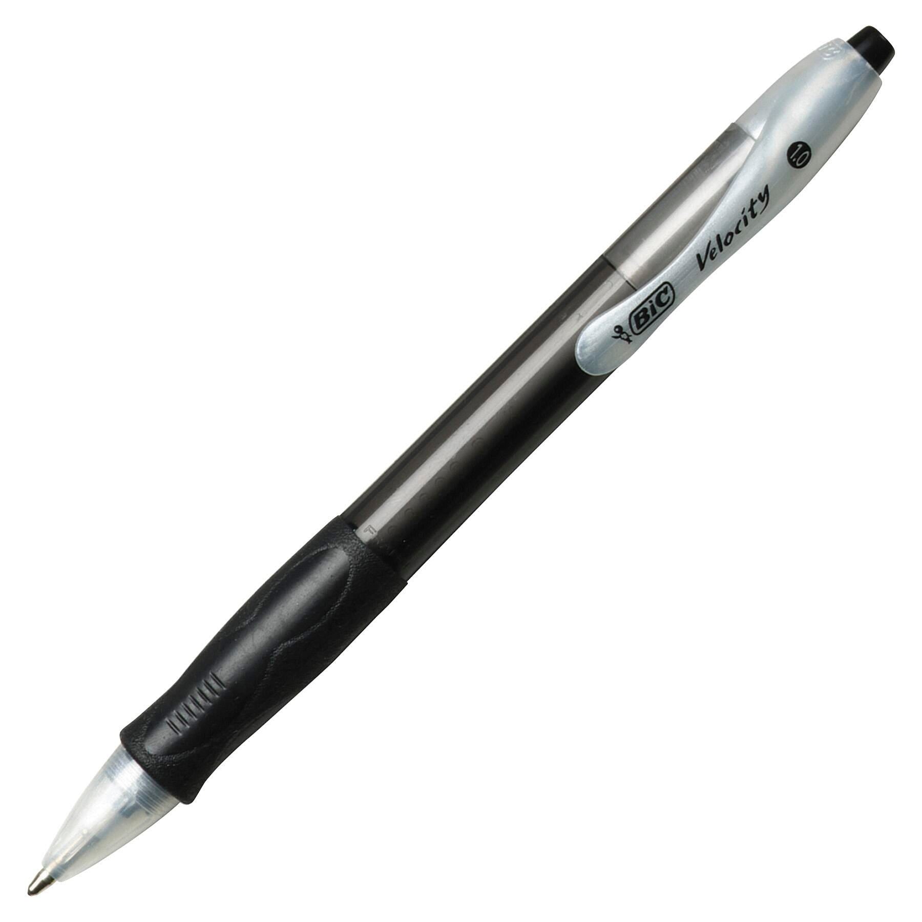 PEN BLACK BIC VELOCITY RETR MEDIUM 1.0MM PACK OF 12