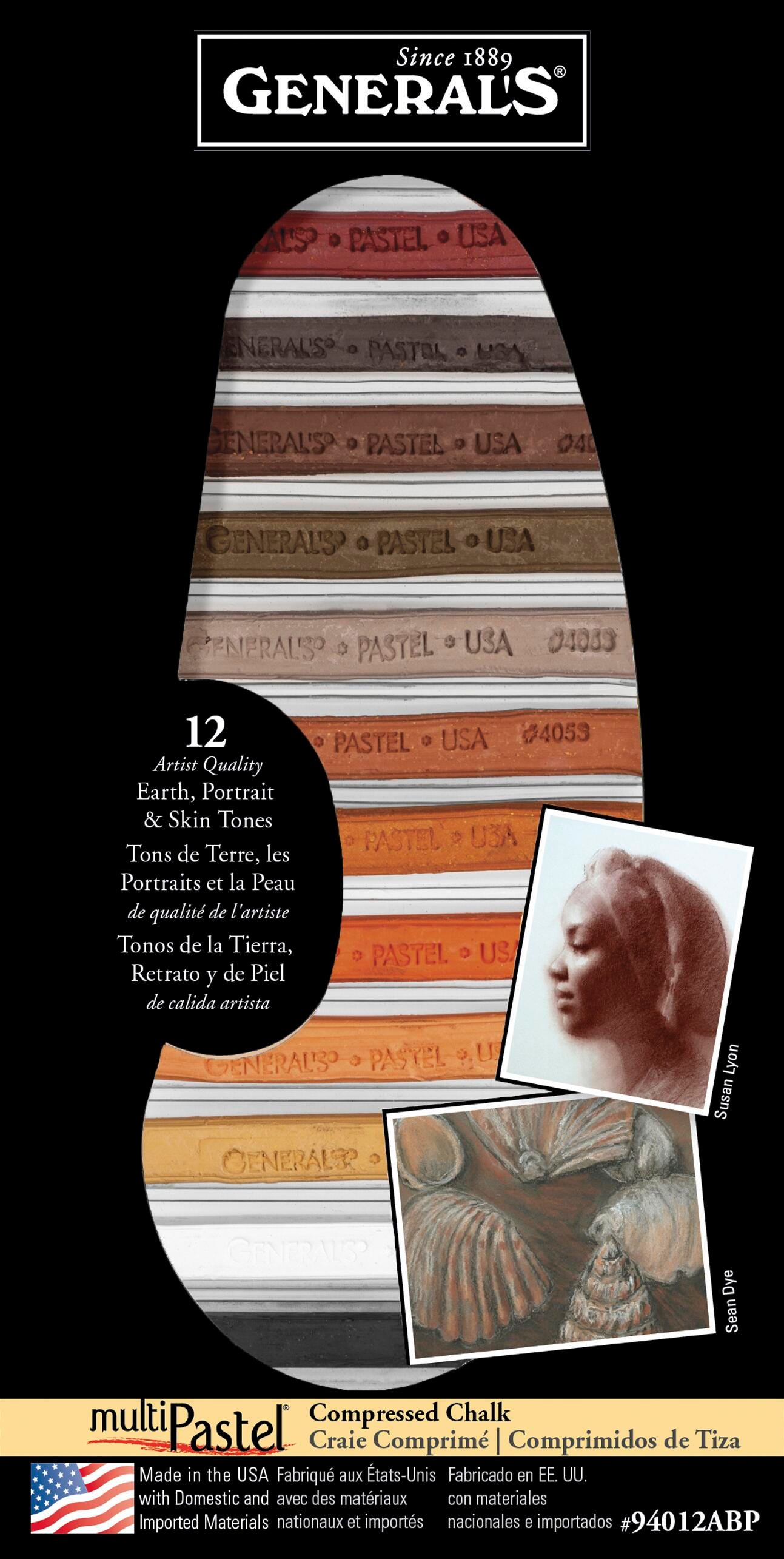 PASTEL CHALK GENERALS MULTIPASTEL ASST EARTH/PORTRAIT SET OF 12